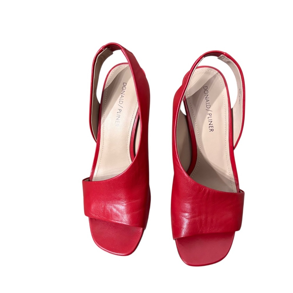 Donald J.Pliner Ella Red Leather Women's Slingback High Heels.Red Leather Shoes - Picture 13 of 16